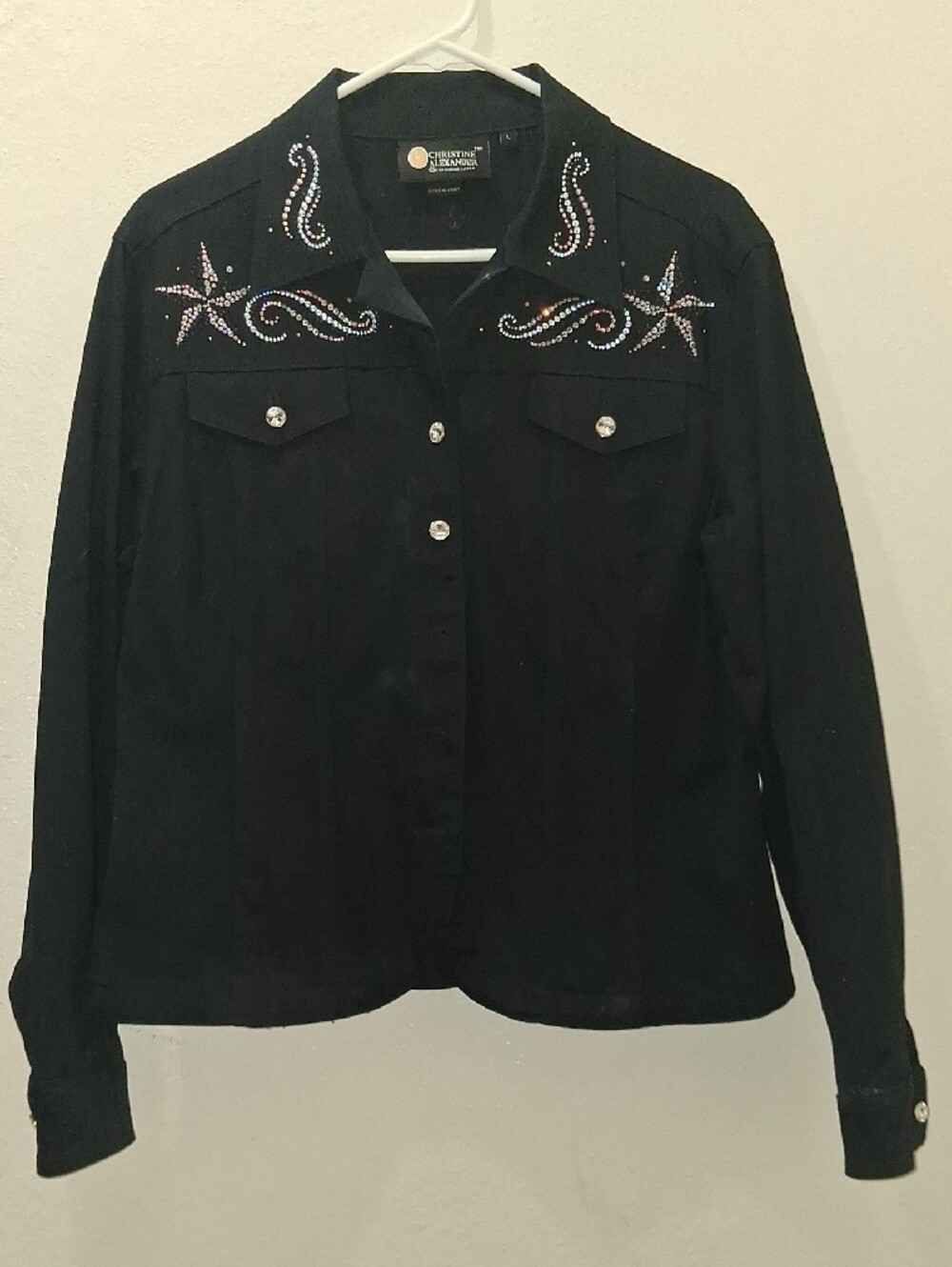 Christine Alexander Black Western Embellished Denim Jacket